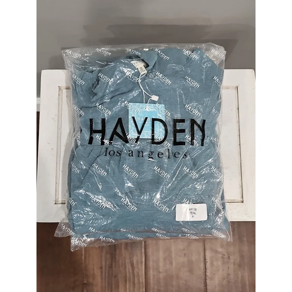 HAYDEN Womens Hooded Tiered French Terry Top NEW!!!
